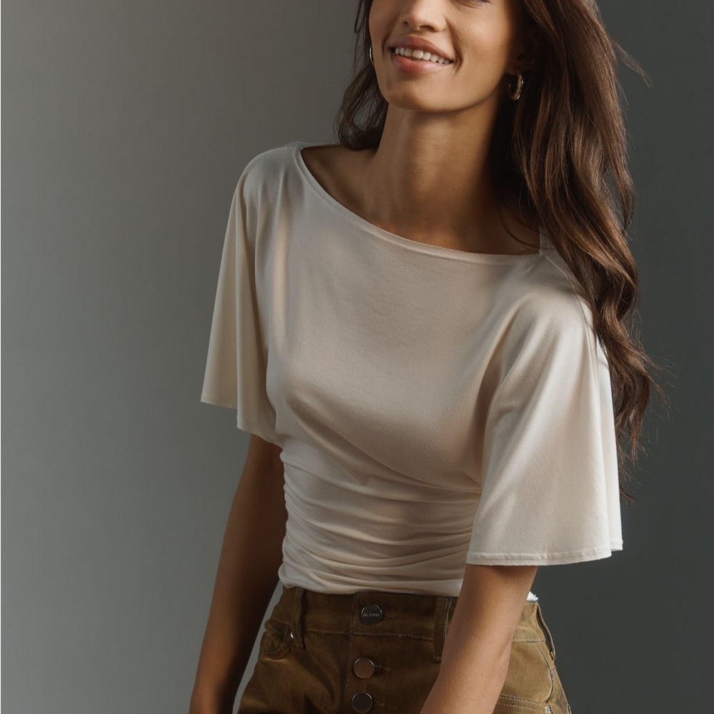 Reformation Avery Knit Flutter Sleeve Top